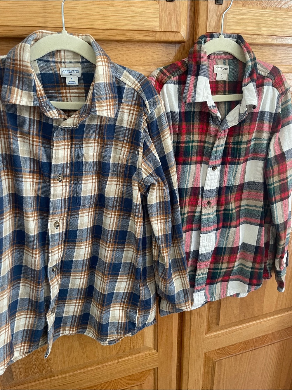 Crewcuts Two-Tone Plaid Flannel Shirts - Blue/Tan & Red/Green
